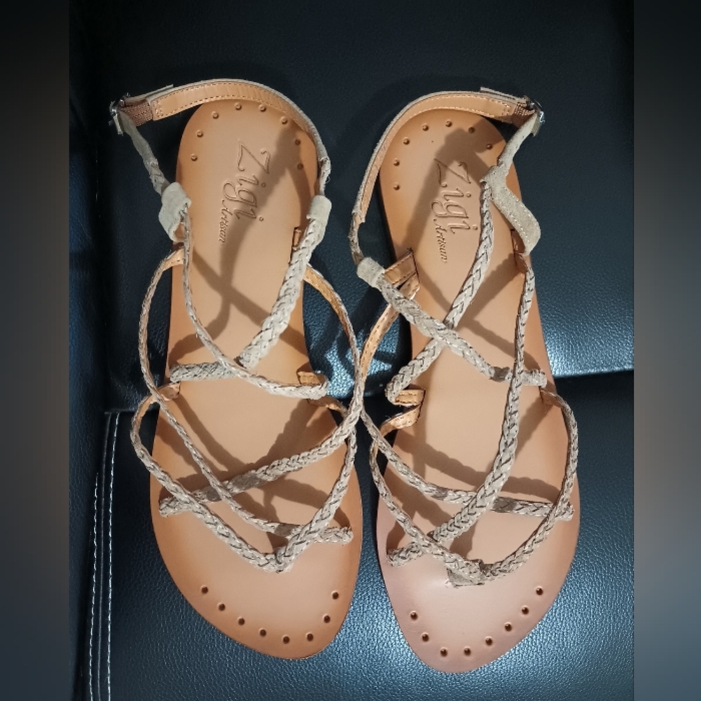 NEW Zigi Artisan Lealia Strappy Sandals Leather Upper Tan Size 10